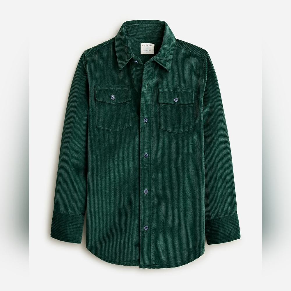 Jcrew Boys Dark Green Corduroy Button-Up Shirt